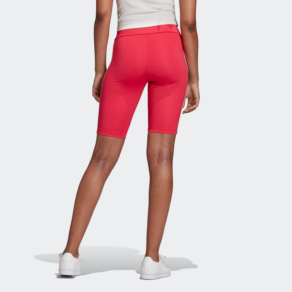 Women's adidas Originals Biker Shorts Power Pink GD2356 | Chicago City Sports | rear view on model