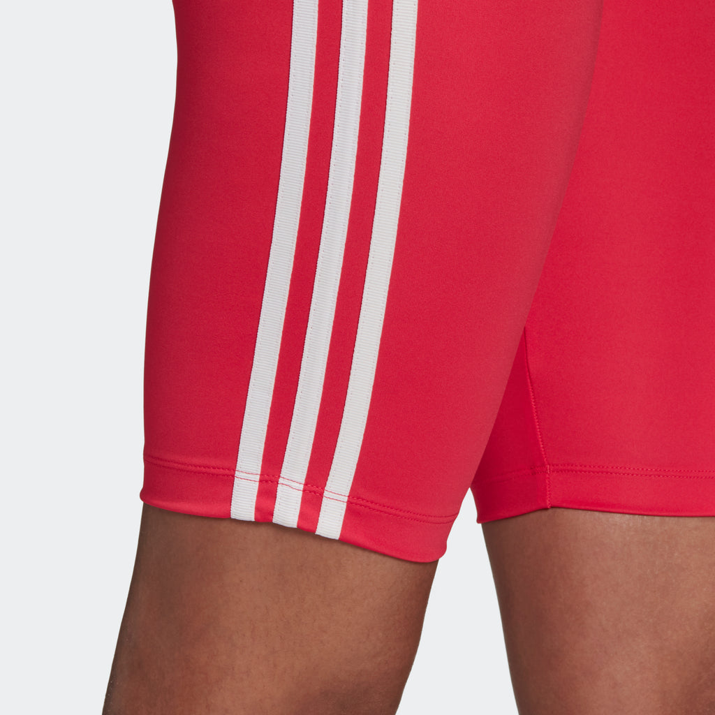 Women's adidas Originals Biker Shorts Power Pink GD2356 | Chicago City Sports | 3-Stripes view