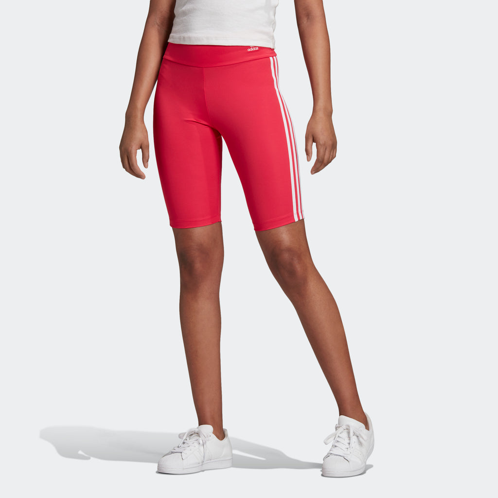 Women's adidas Originals Biker Shorts Power Pink GD2356 | Chicago City Sports | on model view