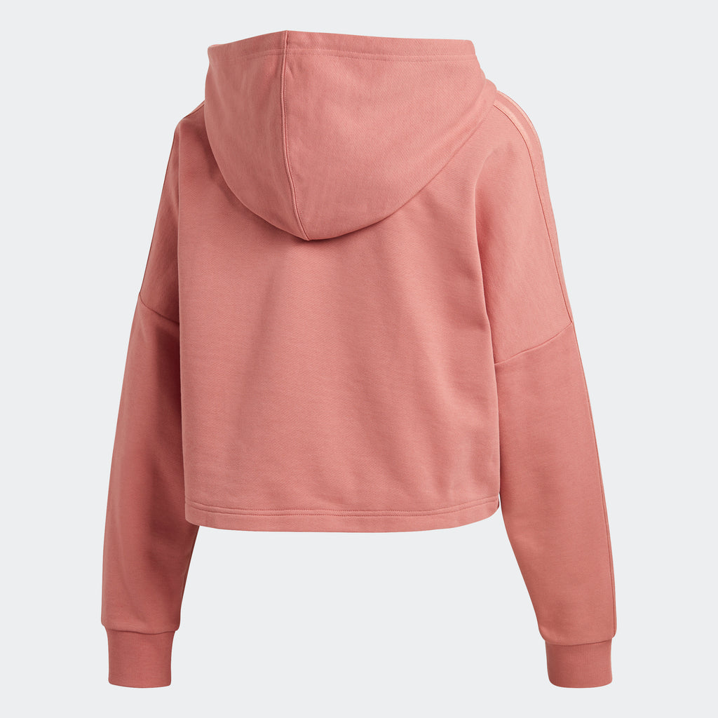 Women's adidas Originals Cropped Hoodie Ash Pink GM6691 | Chicago City Sports | rear view