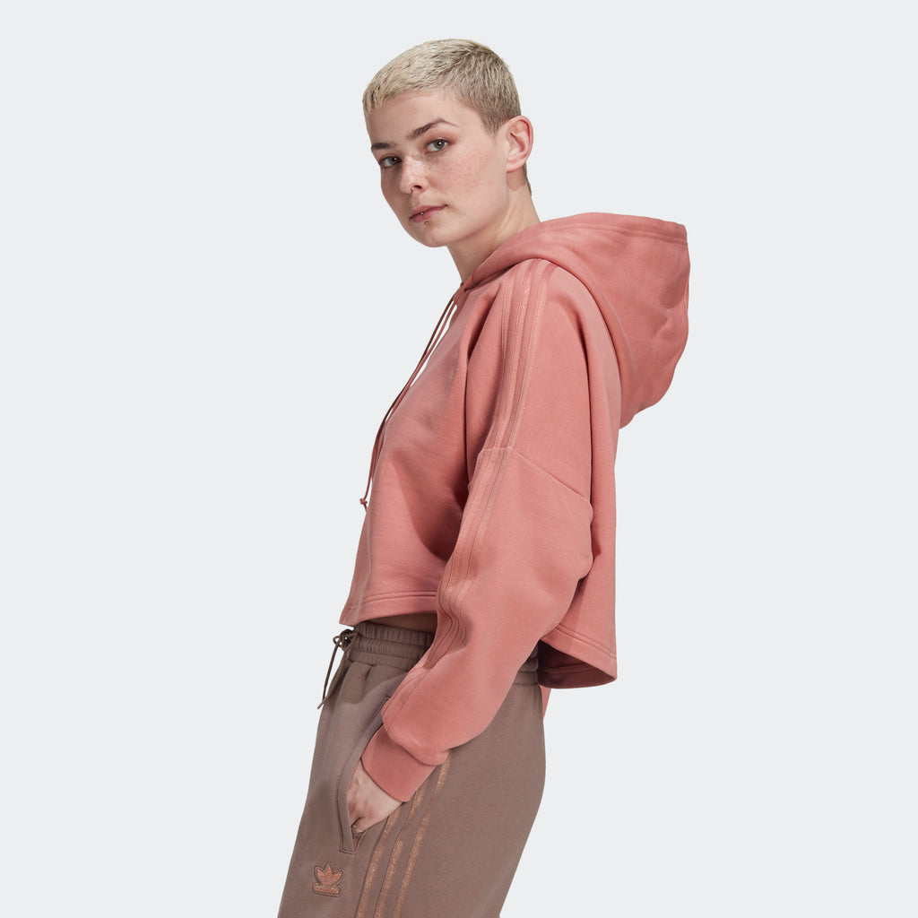 Women's adidas Originals Cropped Hoodie Ash Pink GM6691 | Chicago City Sports | side view
