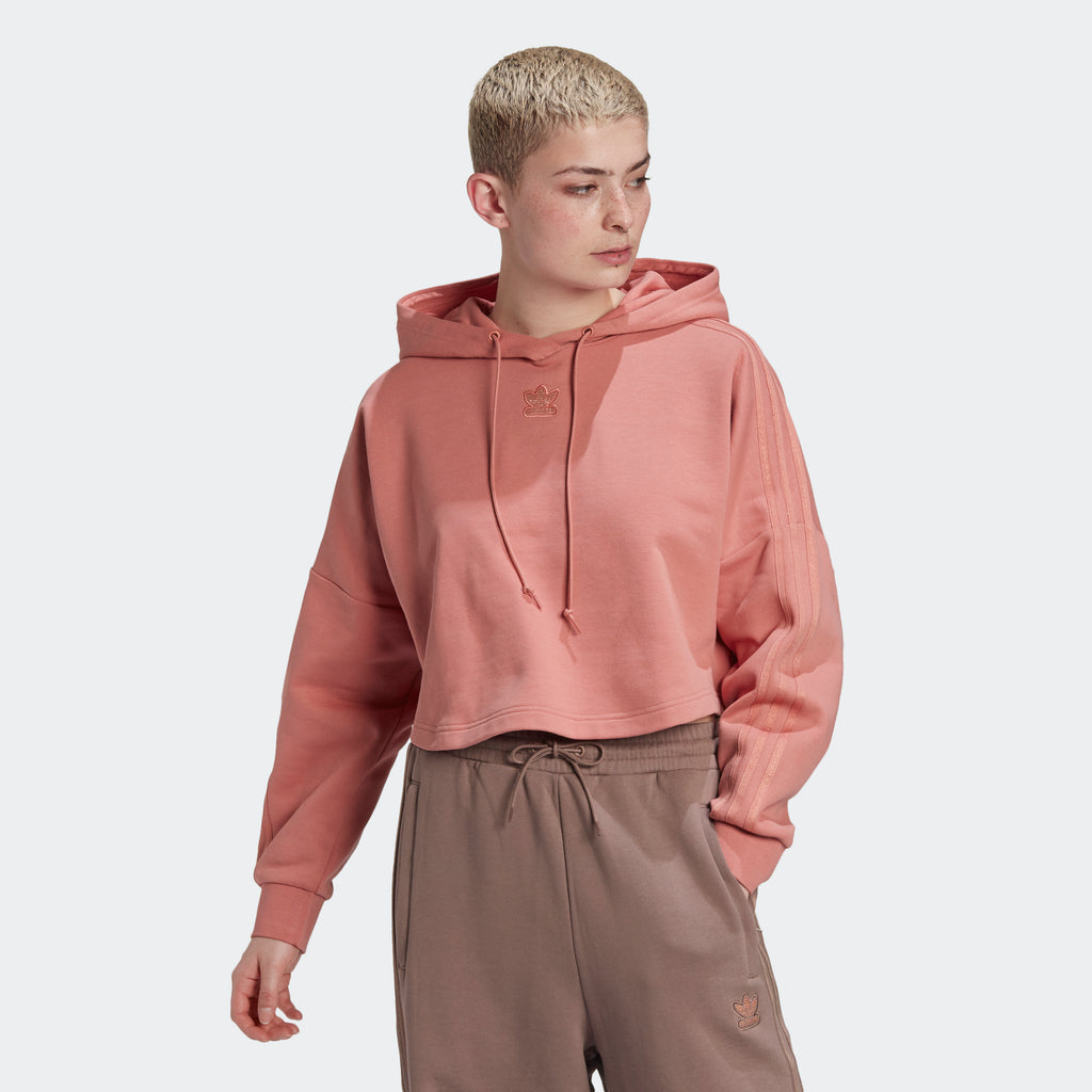 Women's adidas Originals Cropped Hoodie Ash Pink GM6691 | Chicago City Sports | front view