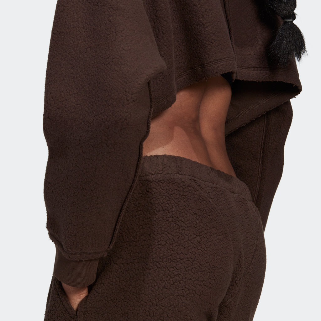 Women's adidas Originals Cropped Loungewear Hoodie Dark Brown