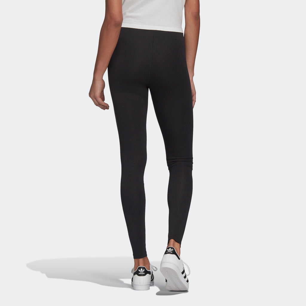 Women's adidas Mid-Rise Leggings Black GD4363 | Chicago City Sports | rear view on model