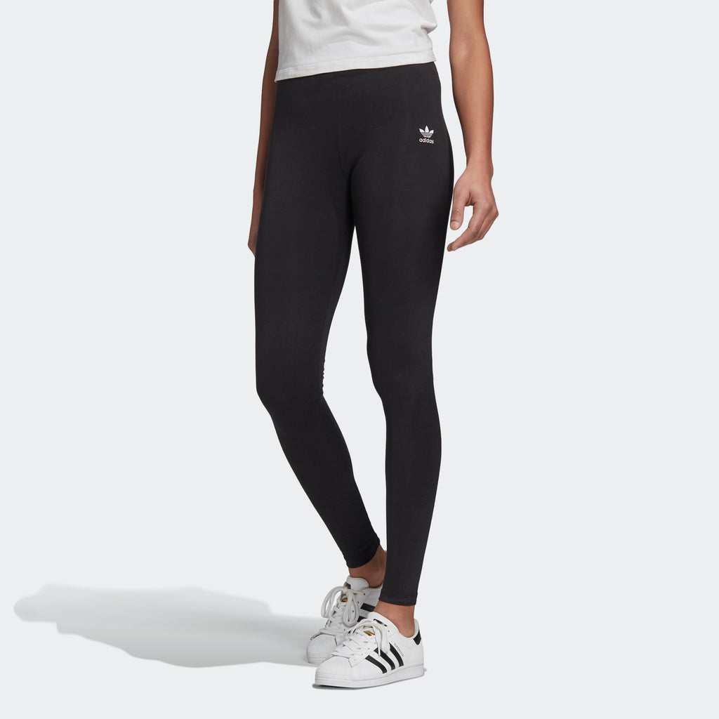 Women's adidas Mid-Rise Leggings Black GD4363 | Chicago City Sports | on model view