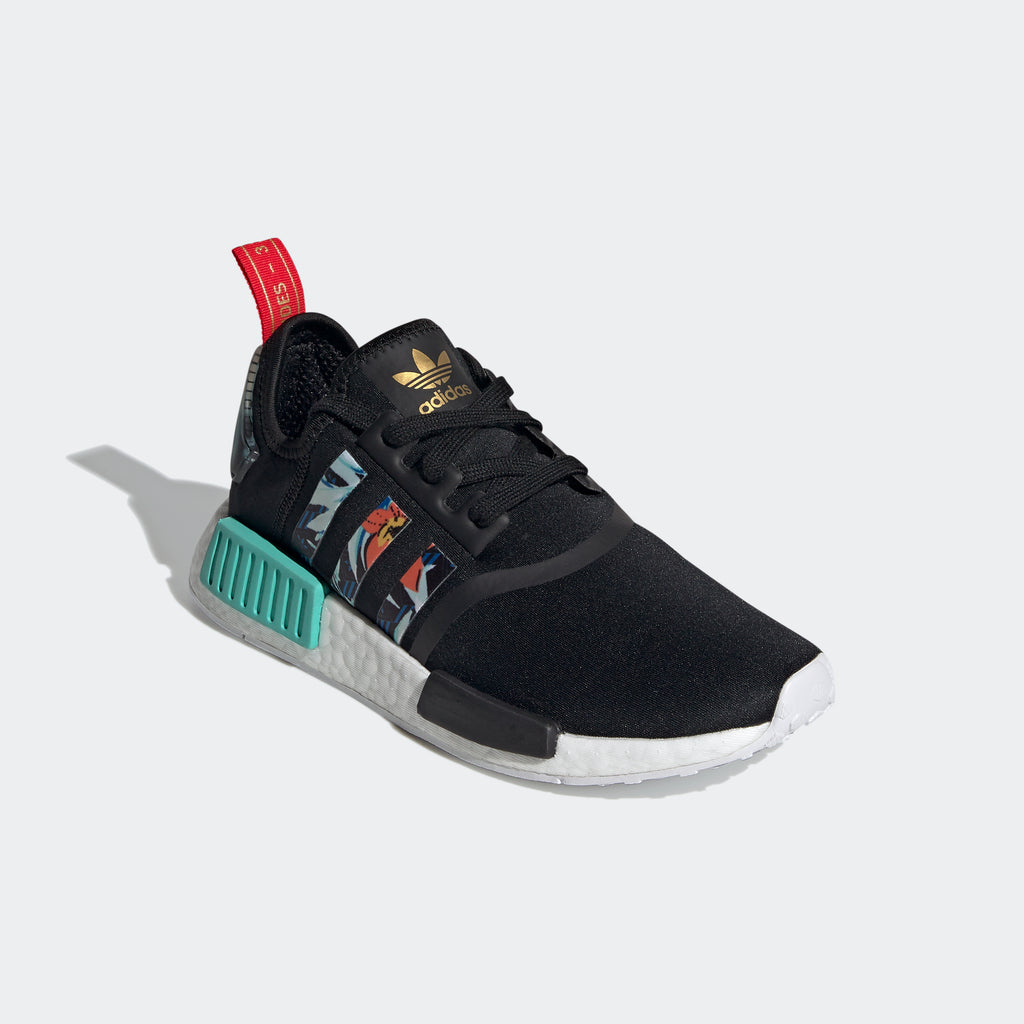 Women's adidas NMD_R1 Shoes Black FY3665 | Chicago City Sports | angled view