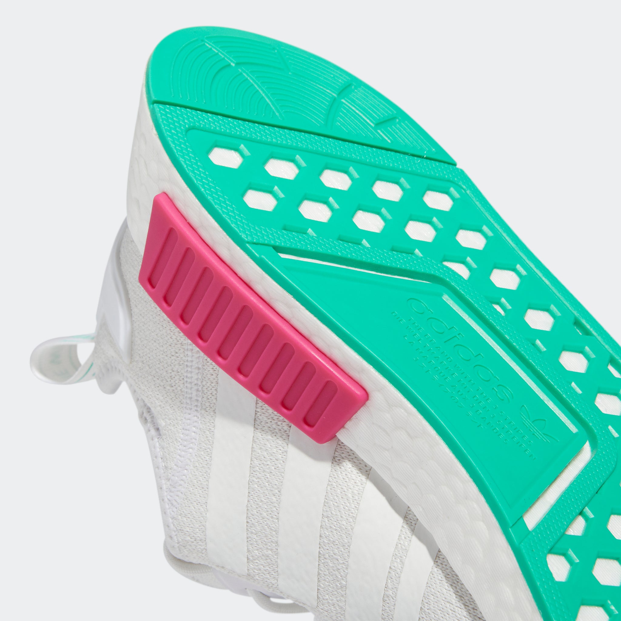 Adidas Kid's NMD R1 Shoes - Cloud White / Screaming Pink