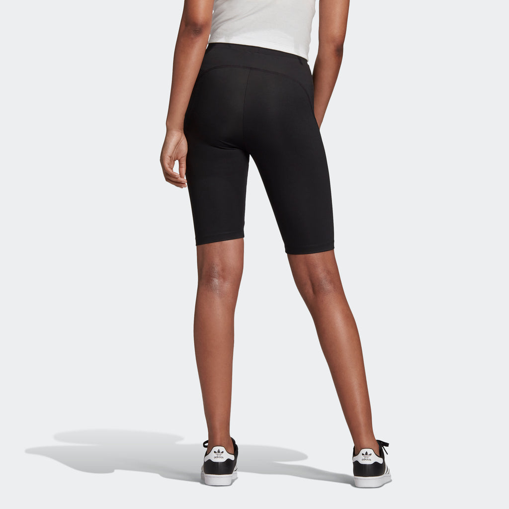 Women's adidas Originals R.Y.V. Biker Shorts Black GD3882 | Chicago City Sports | rear view on model
