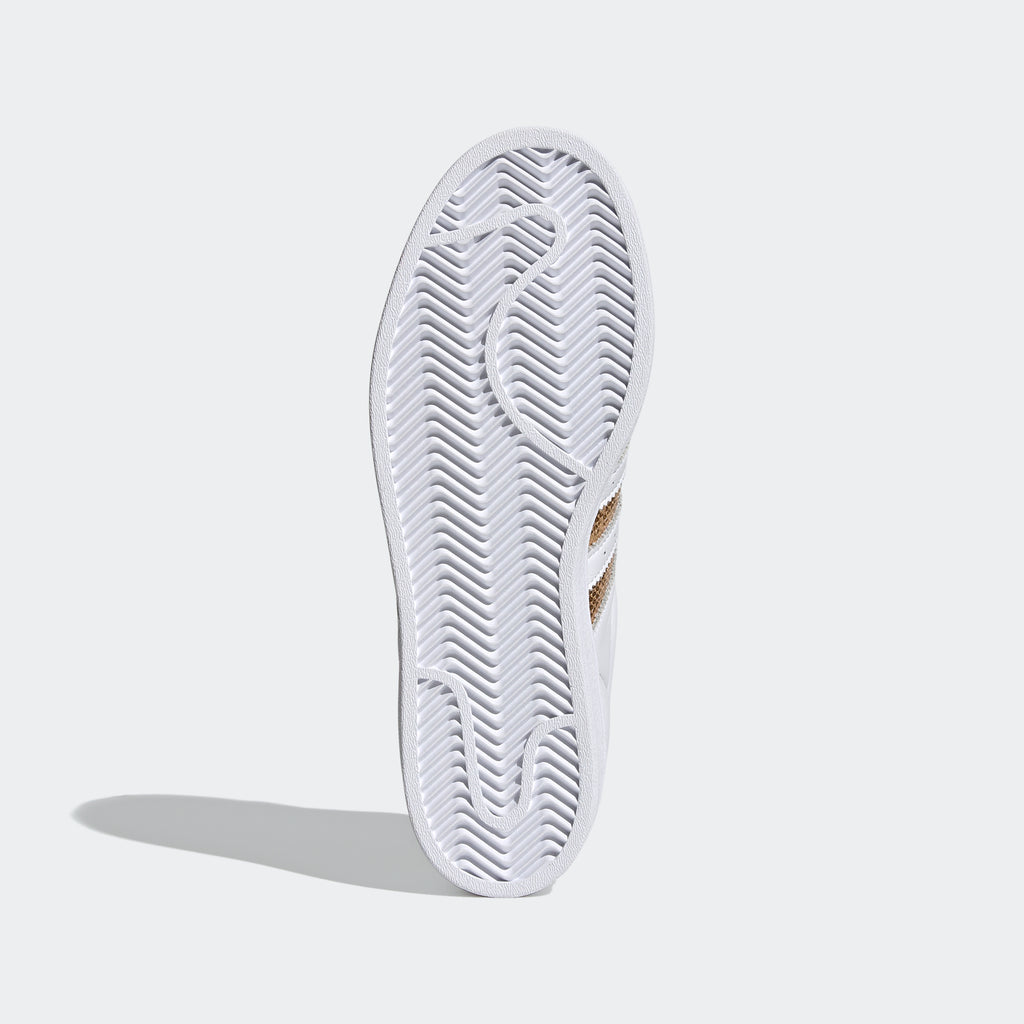 Women's adidas Originals Superstar Shoes White Gold G55658 | Chicago City Sports | bottom view