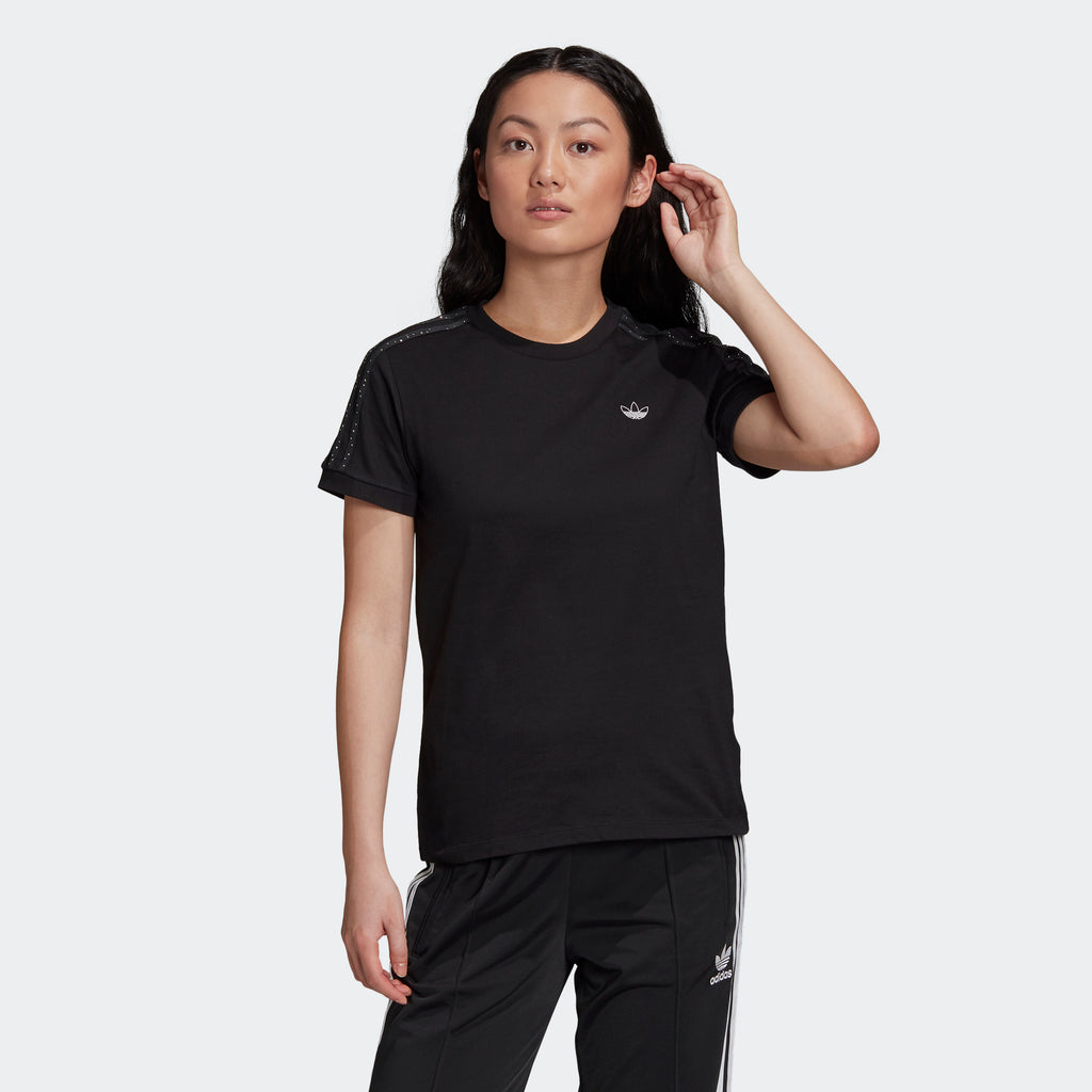 Women's adidas Originals Tee Black GC6789 | Chicago City Sports | front view on model