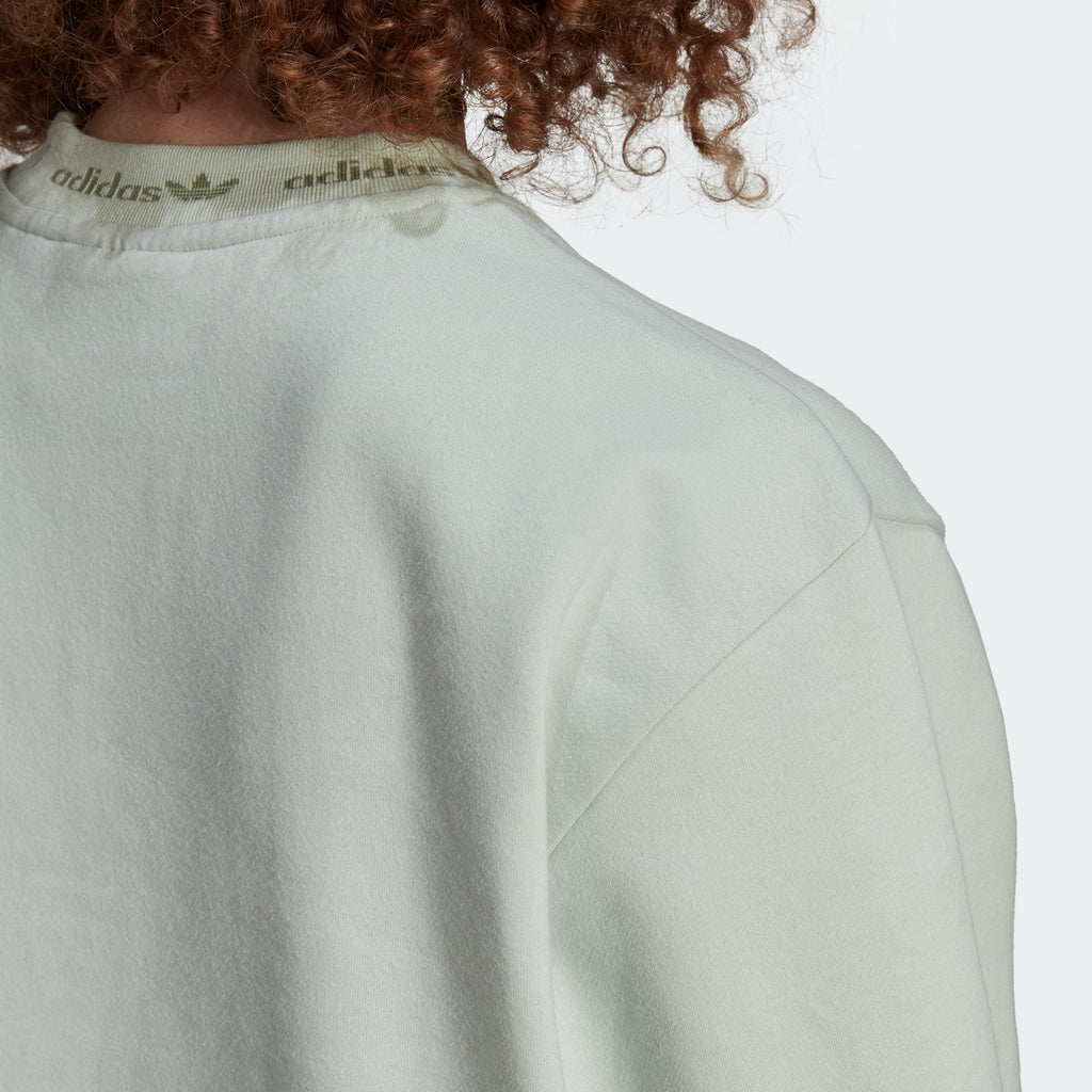 Men's adidas Originals Trefoil Linear Crew Sweatshirt Linen Green