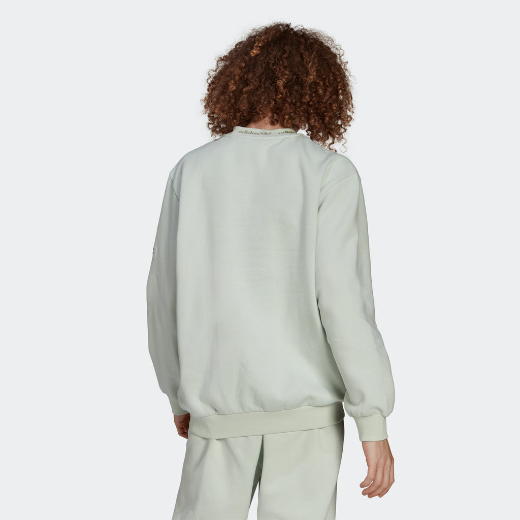 Men's adidas Originals Trefoil Linear Crew Sweatshirt Linen Green