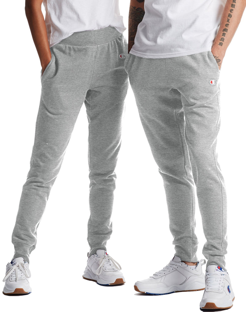 Men's Champion Reverse Weave Trim Joggers Oxford Grey (SKU GF01Y061461IC) | Chicago City Sports | front view on models