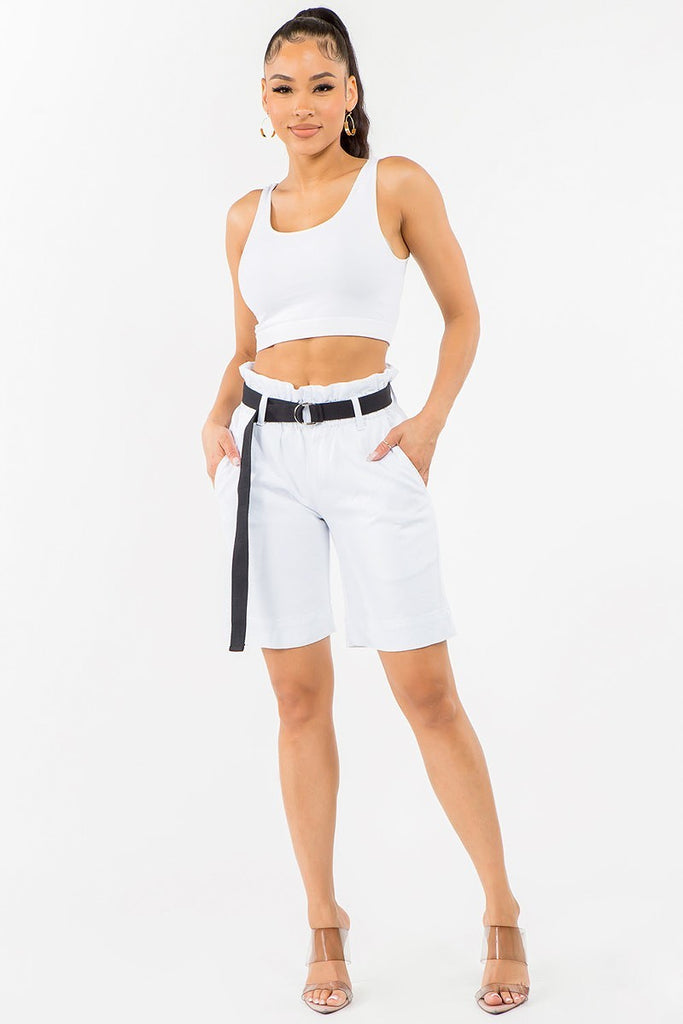 Women's American Bazi Paperbag Shorts Cream