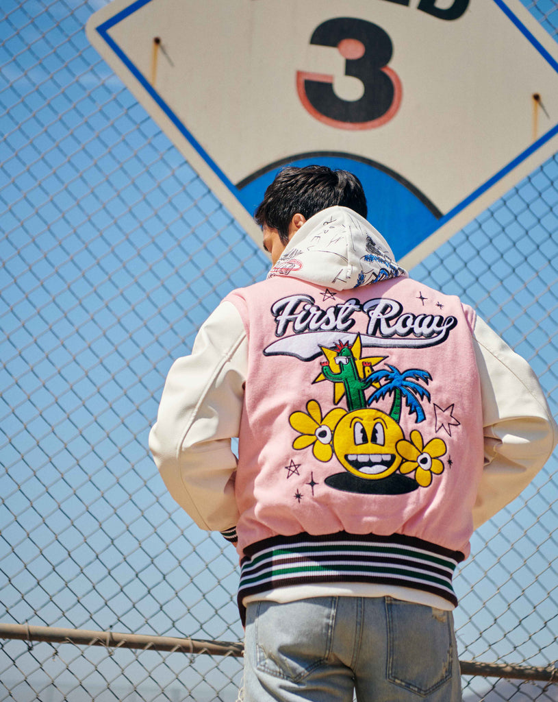 Unisex First Row State League Varsity Jacket Pink