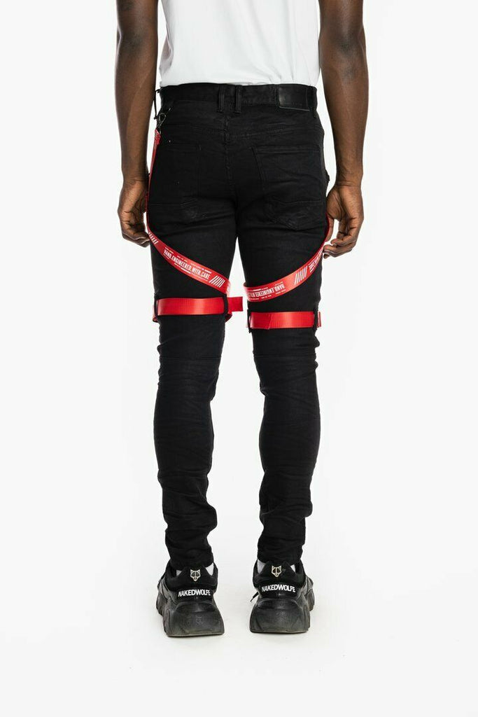 Men's Smoke Rise Utility Jeans Black Red